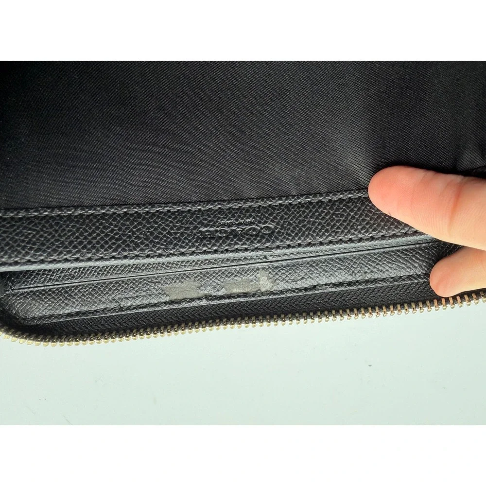 Coach Black Quilted Leather Accordion Zip Wallet Gold Hardware C3441‎